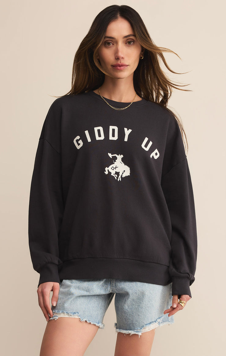 Tops Giddy Up Sunday Sweatshirt Black Sand