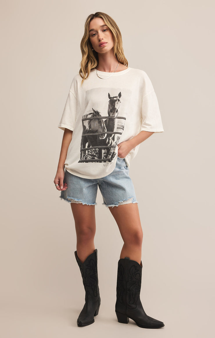 Tops Keep Ridin So Cal Oversized Tee Sea Salt