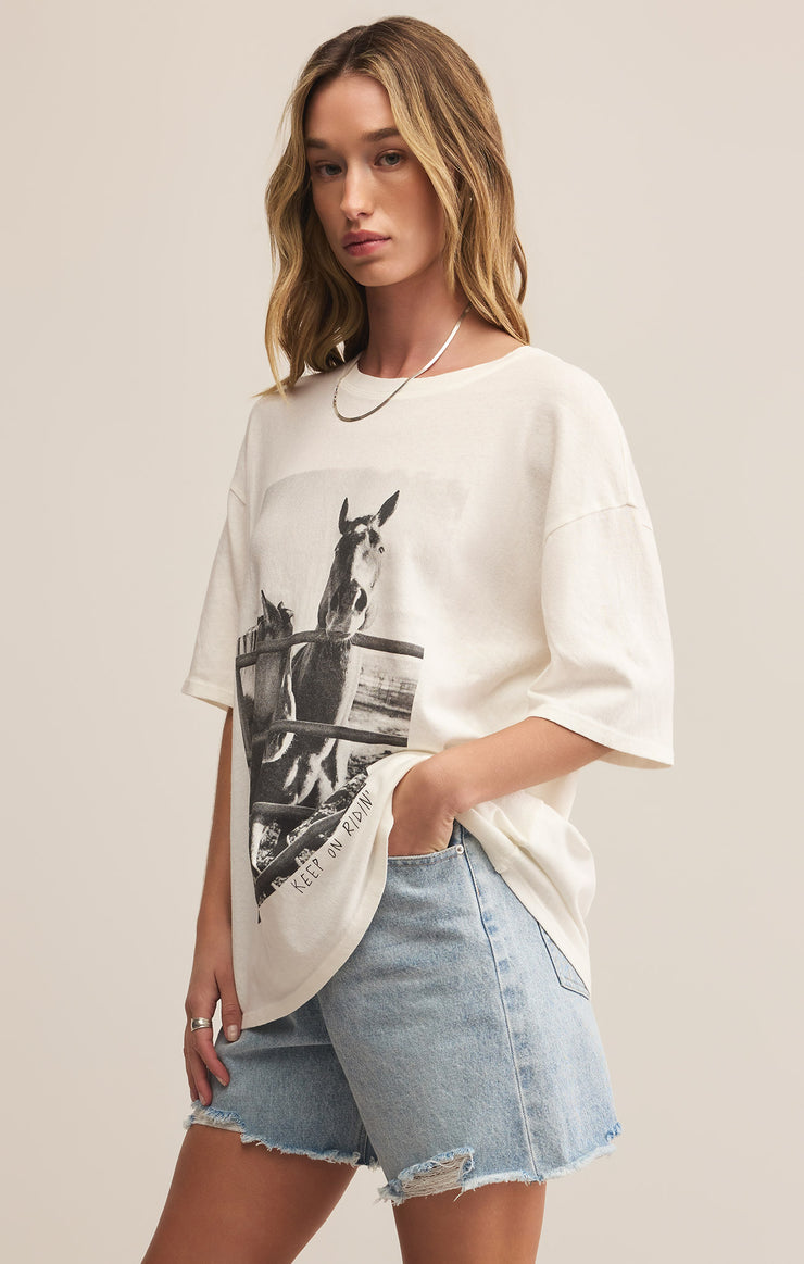 Tops Keep Ridin So Cal Oversized Tee Sea Salt