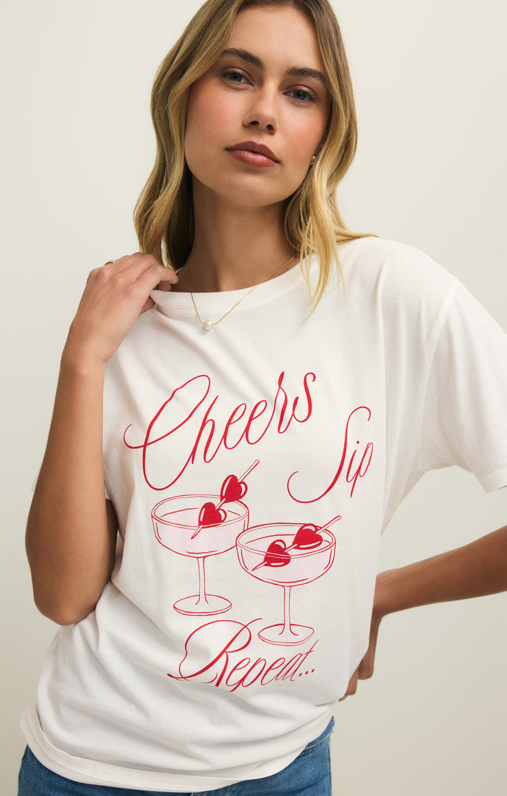 Tops Cheers Boyfriend Tee Sea Salt