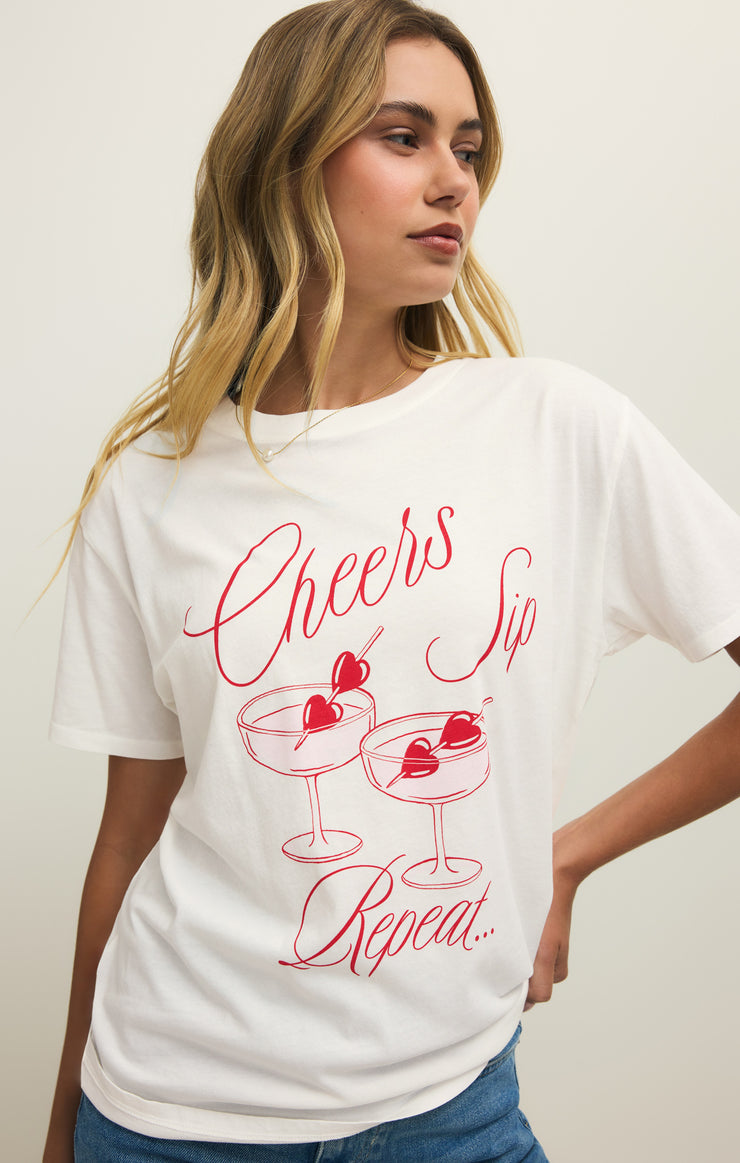 Tops Cheers Boyfriend Tee Sea Salt