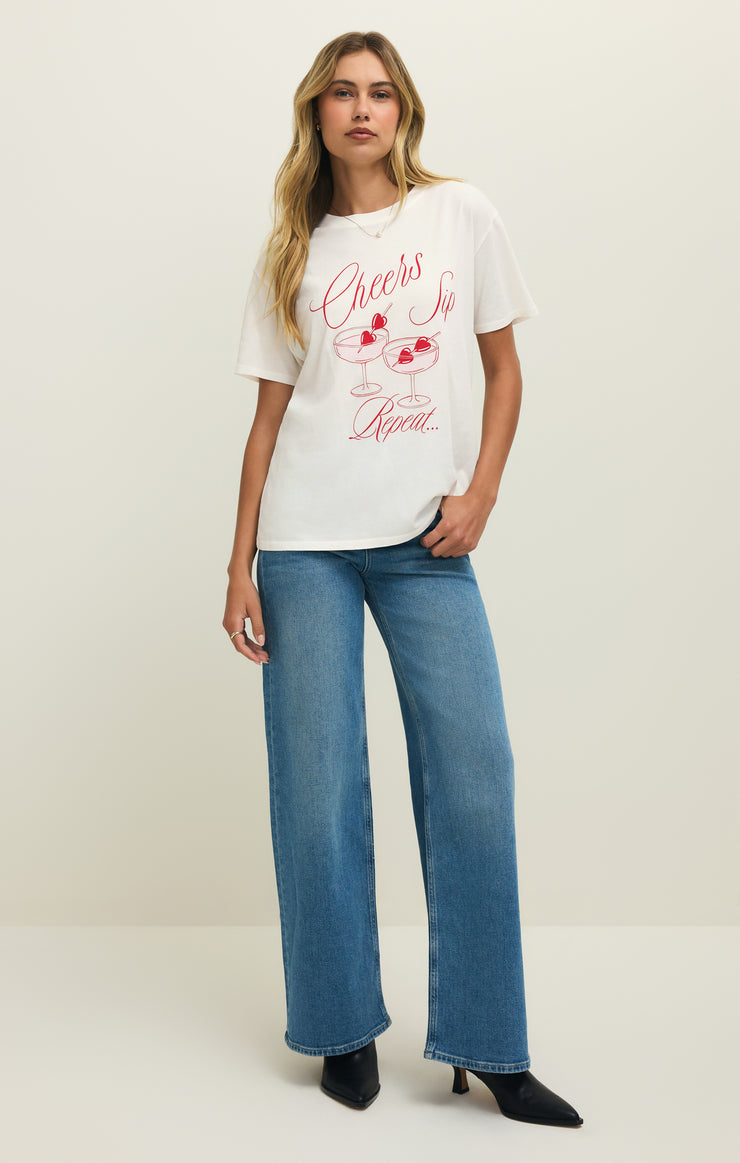 Tops Cheers Boyfriend Tee Sea Salt
