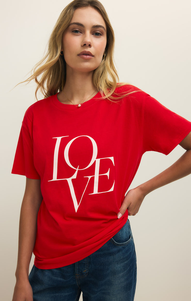 Tops Love You Boyfriend Tee Kiss Me Red