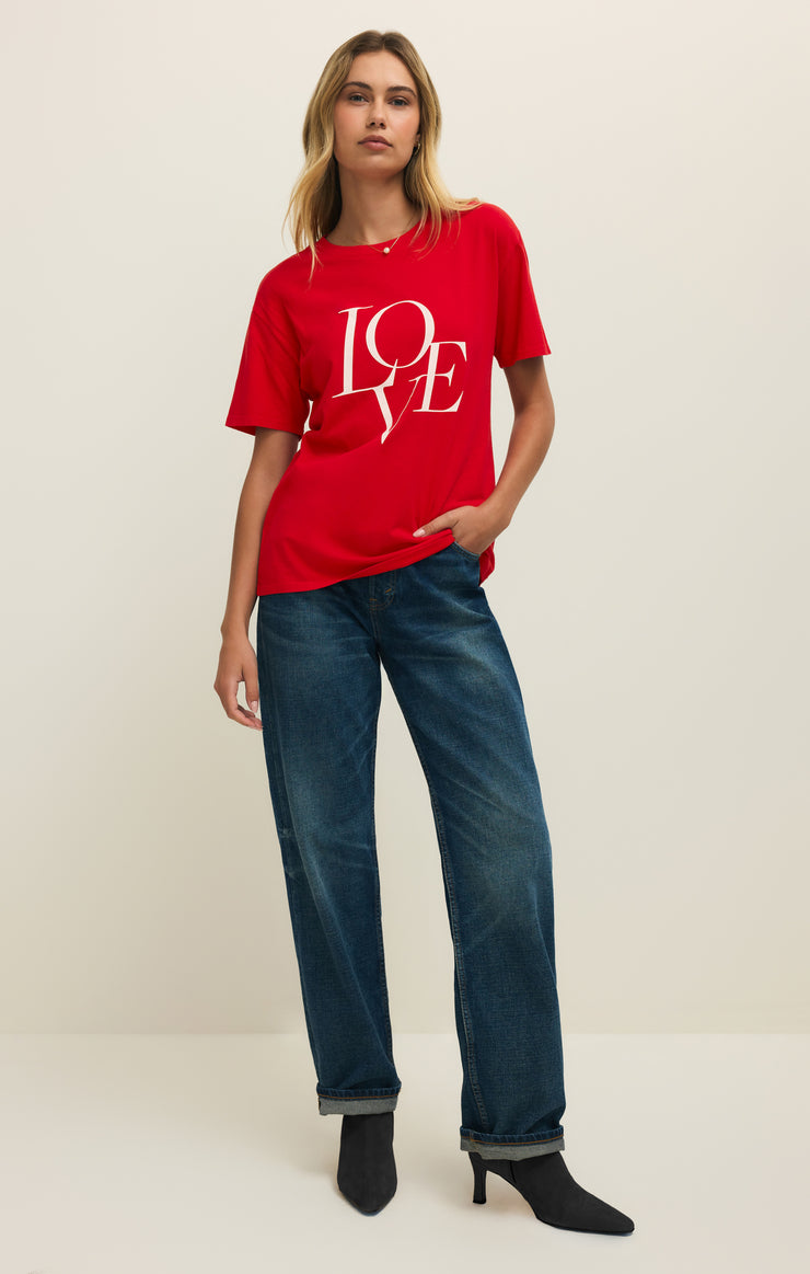 Tops Love You Boyfriend Tee Kiss Me Red