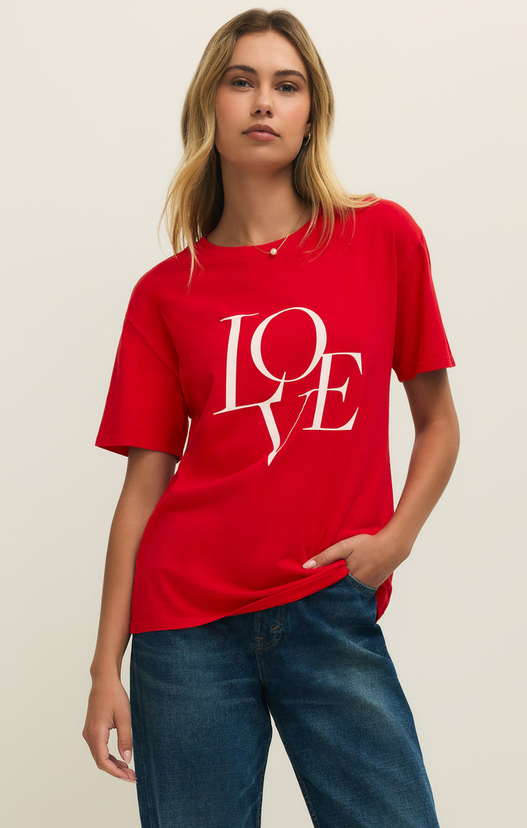 Tops Love You Boyfriend Tee Kiss Me Red