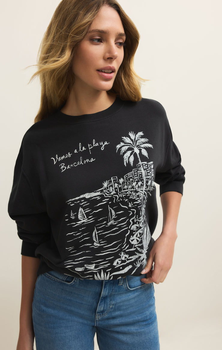 Tops La Playa Boyfriend Sweatshirt Black Sand