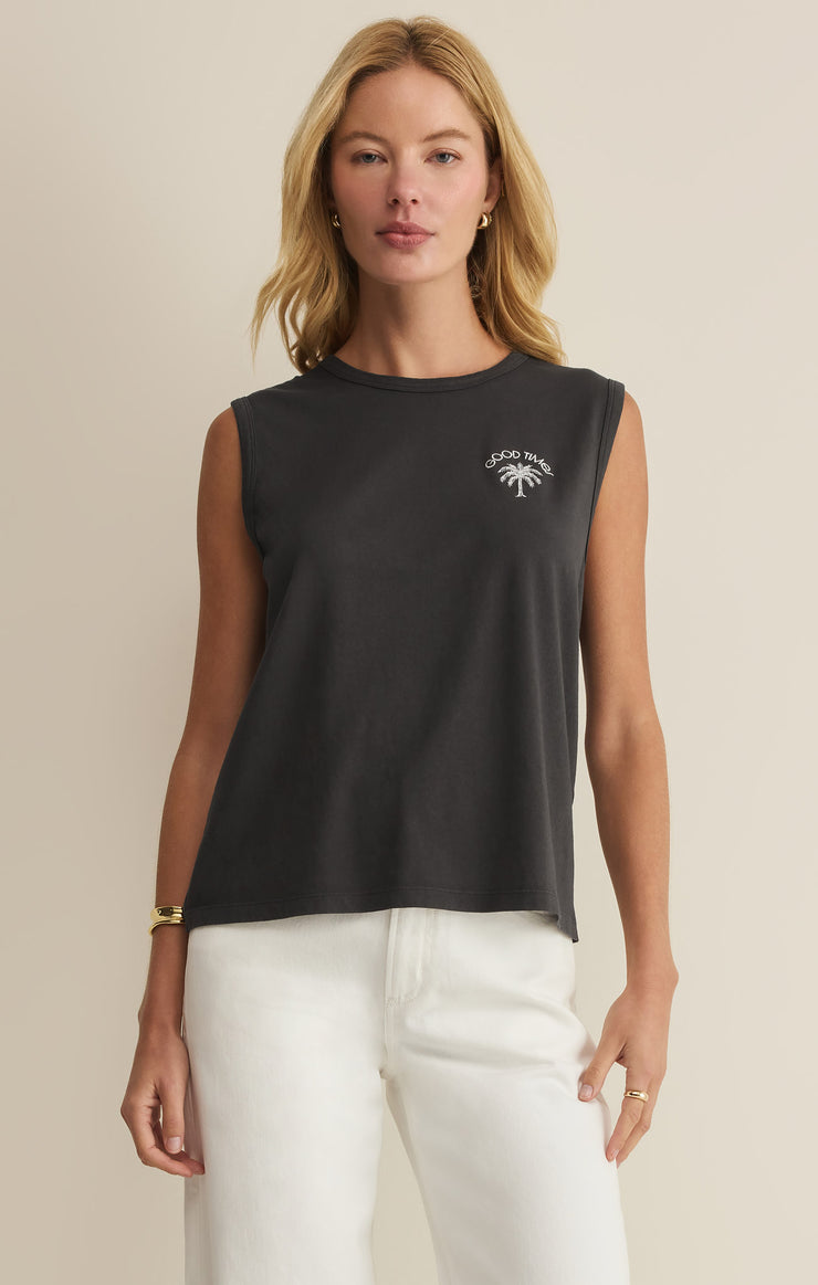 Tops Good Times Muscle Tank Black Sand