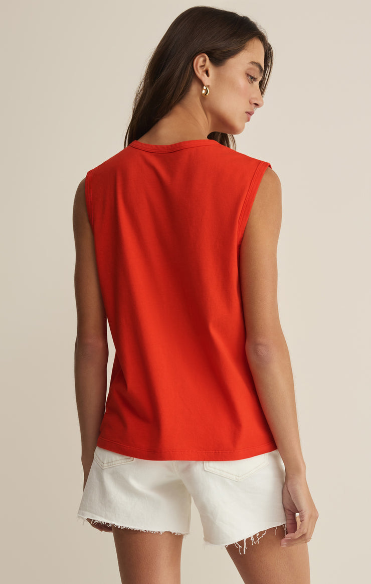 Tops Flag Patch Muscle Tank Lychee