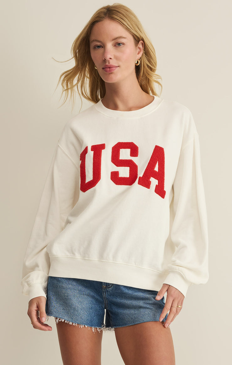 Tops USA Boyfriend Sweatshirt Sea Salt