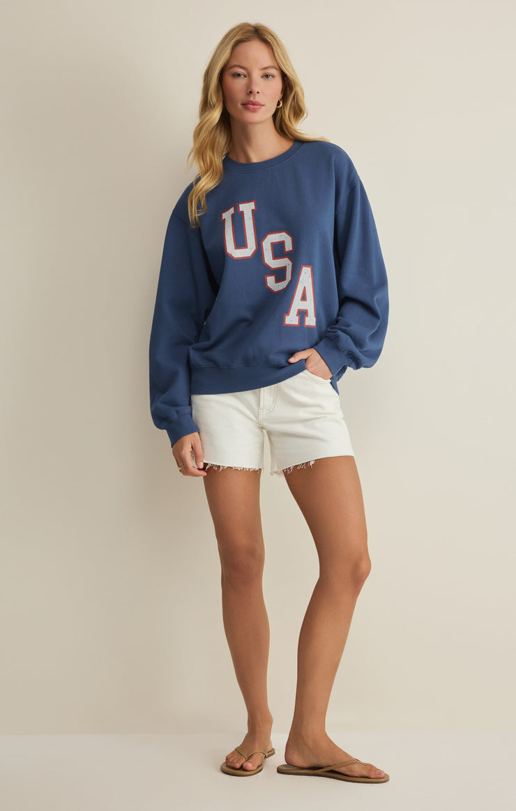 Tops Americana Boyfriend Sweatshirt True Navy