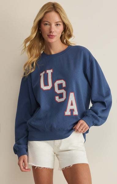 トップス L'Appartement Americana 3/4Sleeve Sweat Americana Boyfriend Sweatshirt – Z SUPPLY
