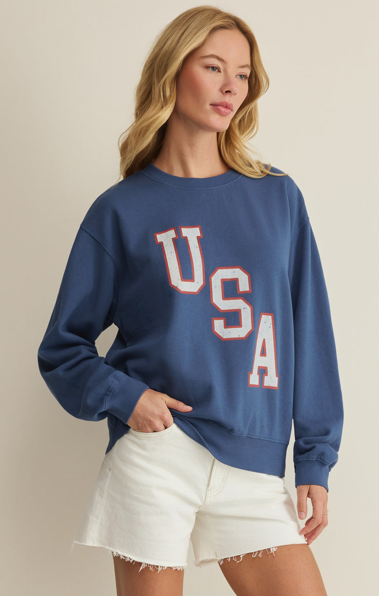 Tops Americana Boyfriend Sweatshirt True Navy
