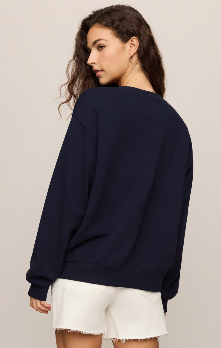 Tops Seaside Boyfriend Fleece Sweatshirt Eclipse