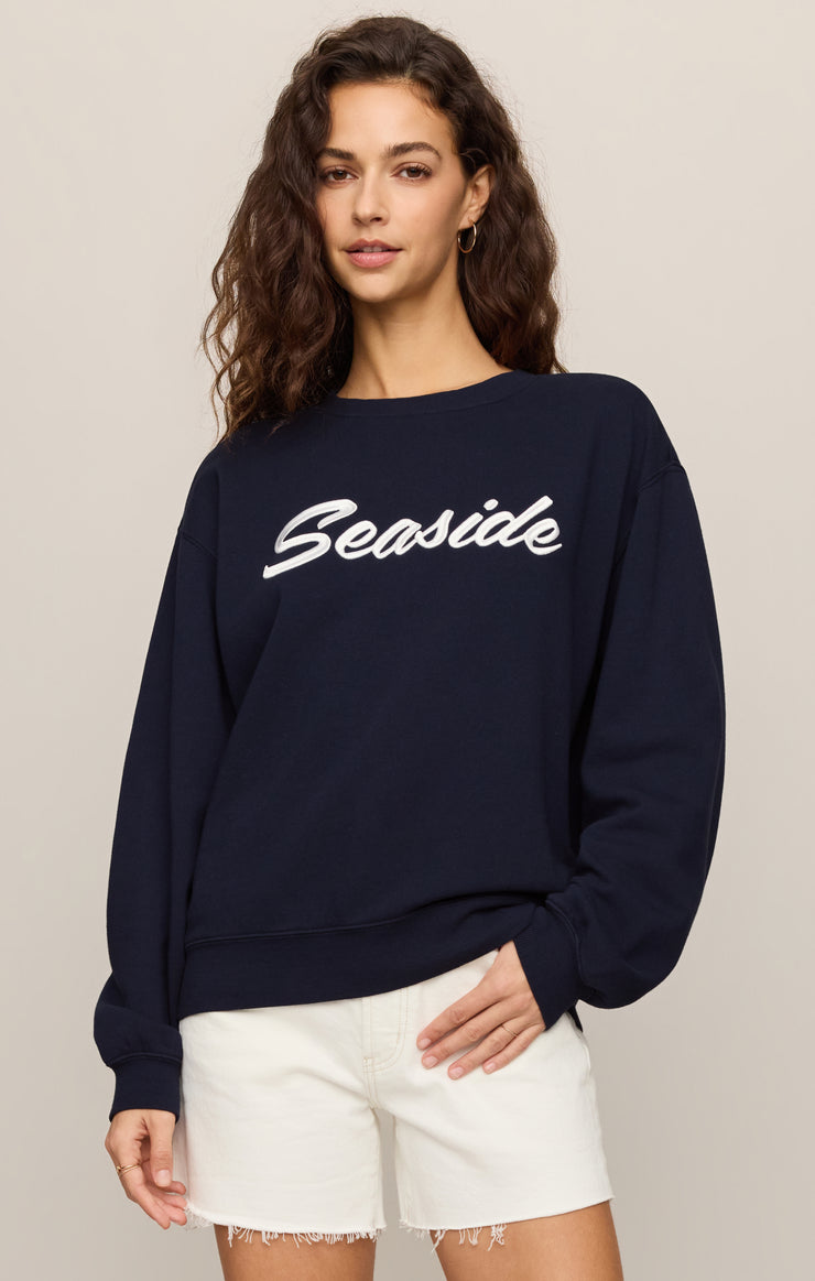 Tops Seaside Boyfriend Fleece Sweatshirt Eclipse