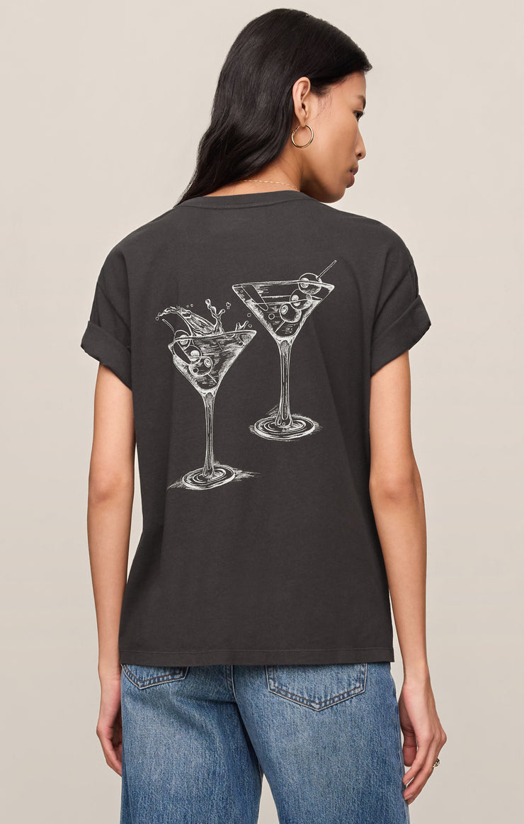 Tops Martini Graphic Boyfriend Tee Black Sand