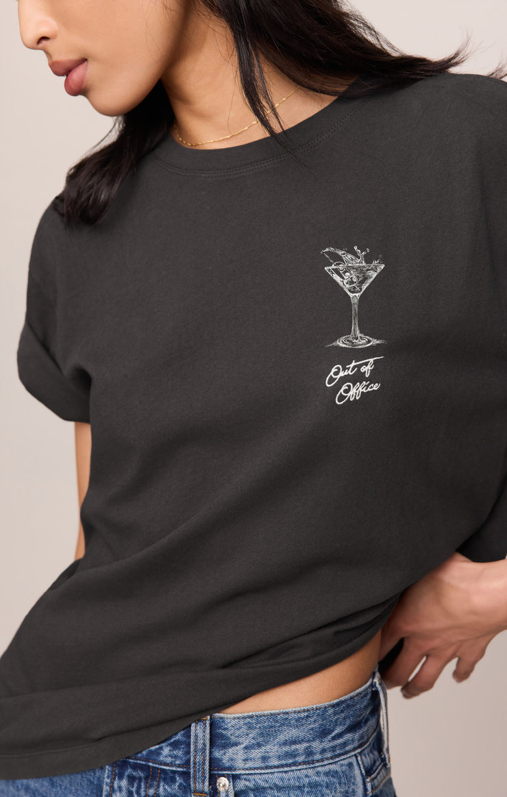 Tops Martini Graphic Boyfriend Tee Black Sand