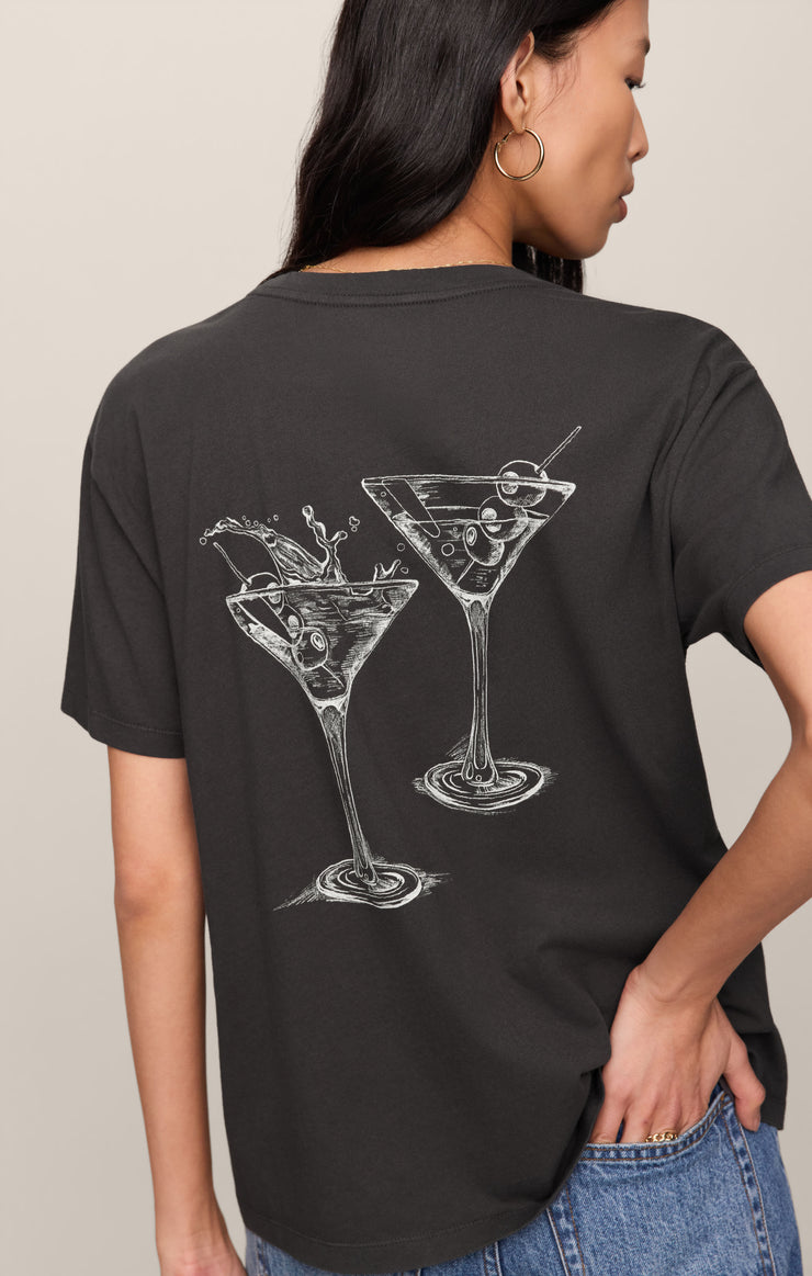 Tops Martini Graphic Boyfriend Tee Black Sand