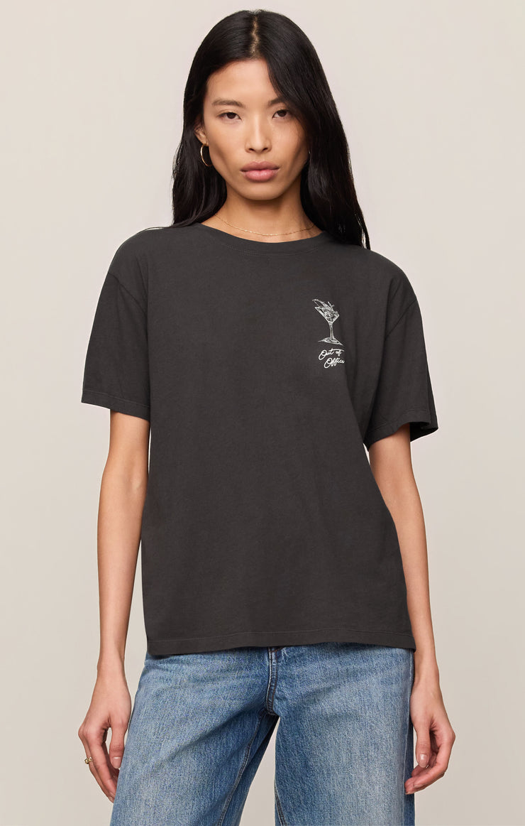 Tops Martini Graphic Boyfriend Tee Black Sand
