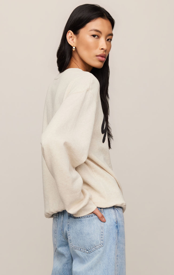 Tops Getaway Boyfriend Sweatshirt Light Oatmeal Heather