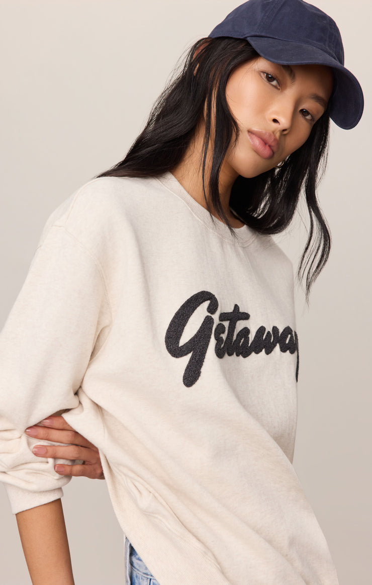 Tops Getaway Boyfriend Sweatshirt Light Oatmeal Heather