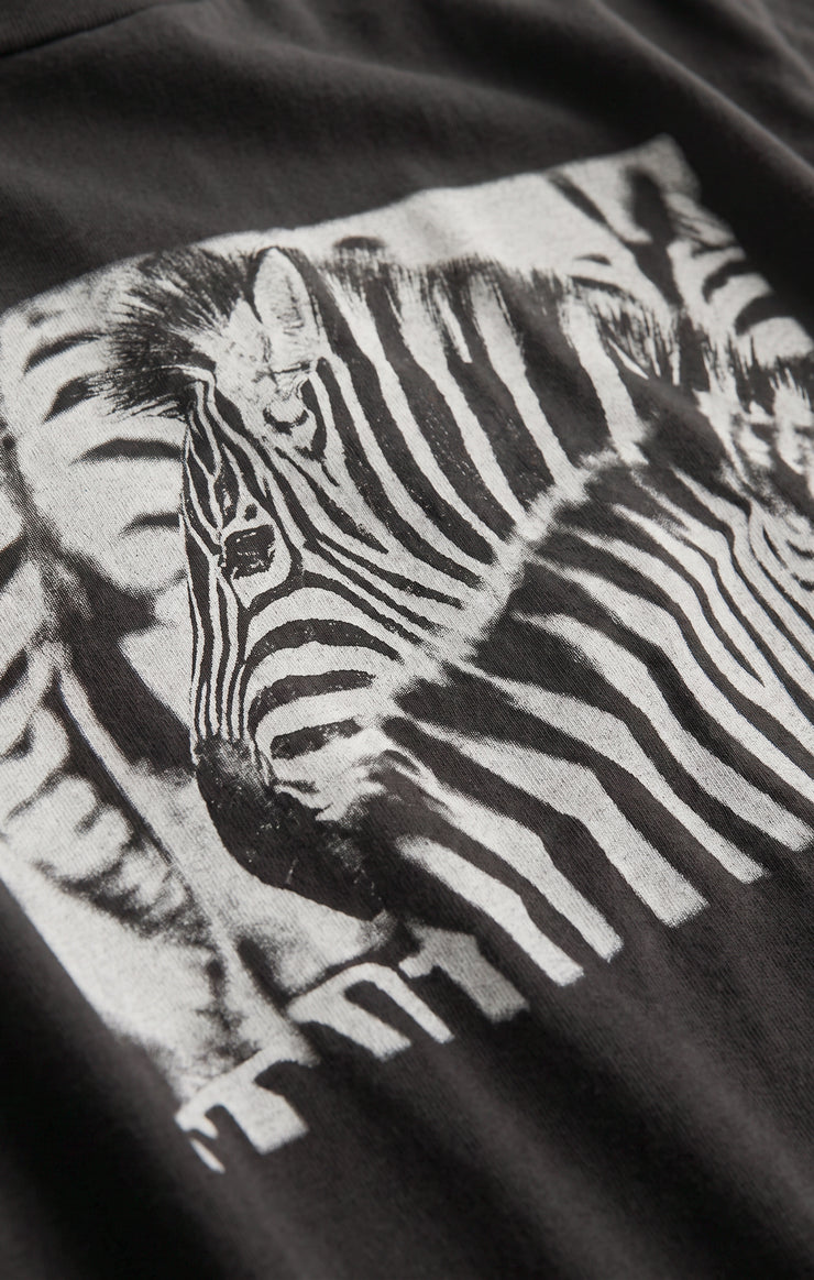 Tops Zebra Graphic Boyfriend Tee Black Sand