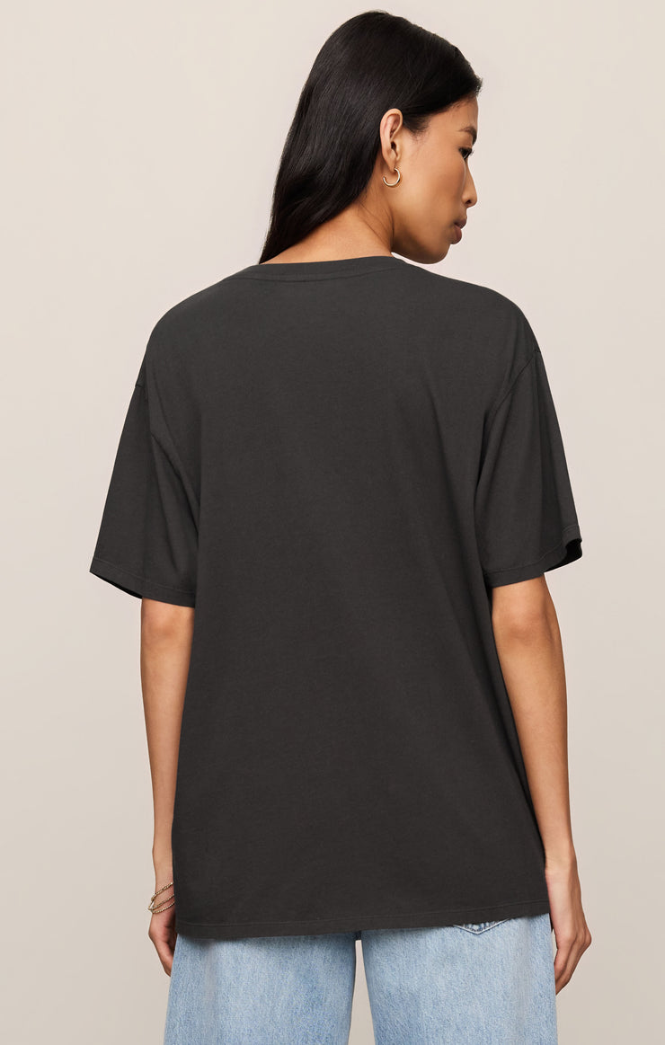Tops Zebra Graphic Boyfriend Tee Black Sand