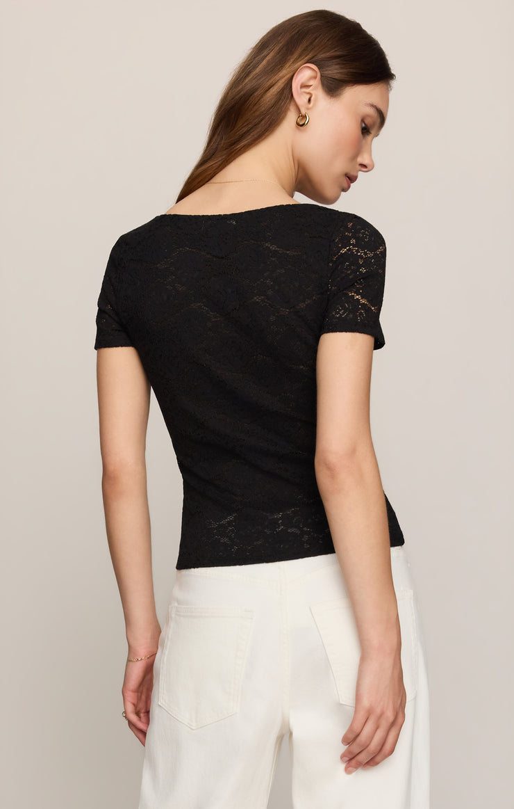 Tops Audrey Lace Short Sleeve Top Black