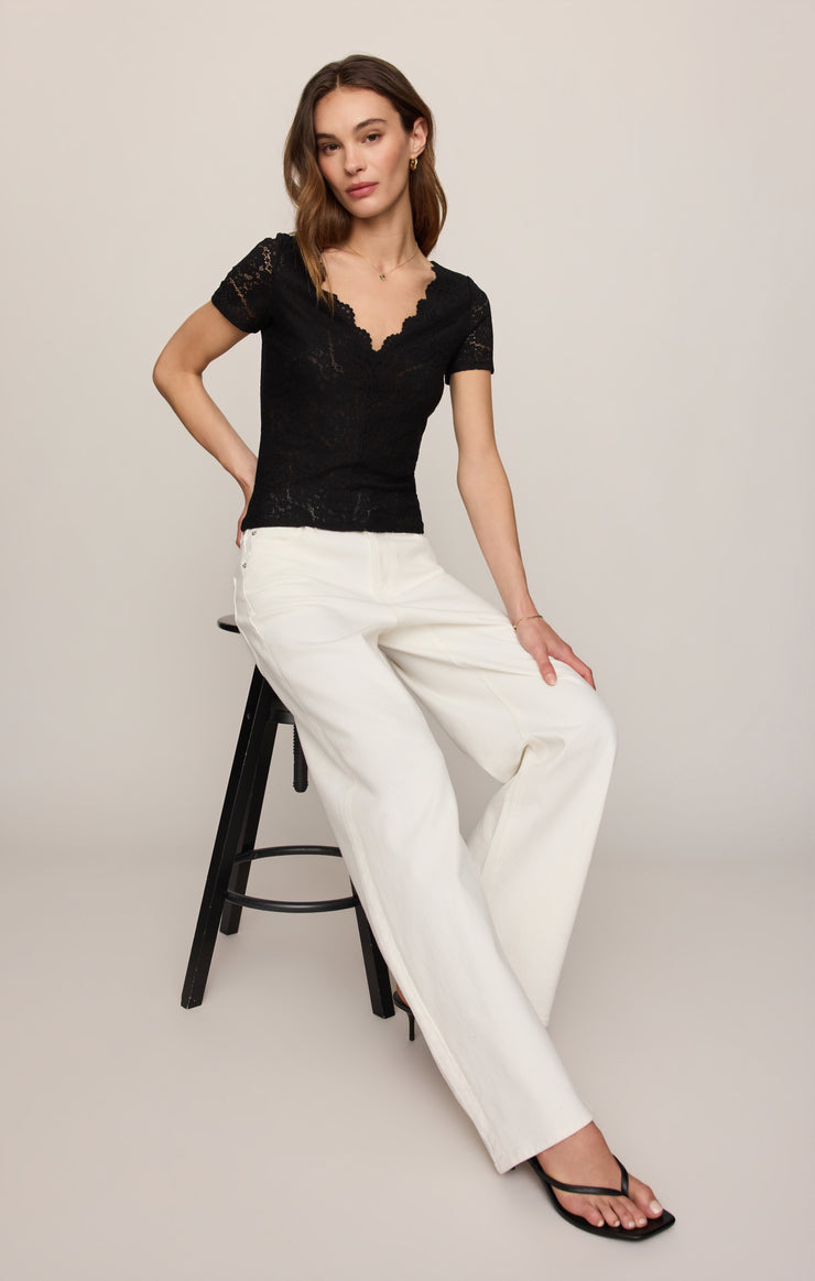 Tops Audrey Lace Short Sleeve Top Black