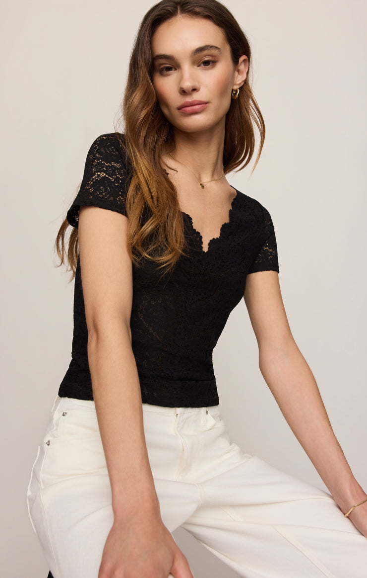 Tops Audrey Lace Short Sleeve Top Black