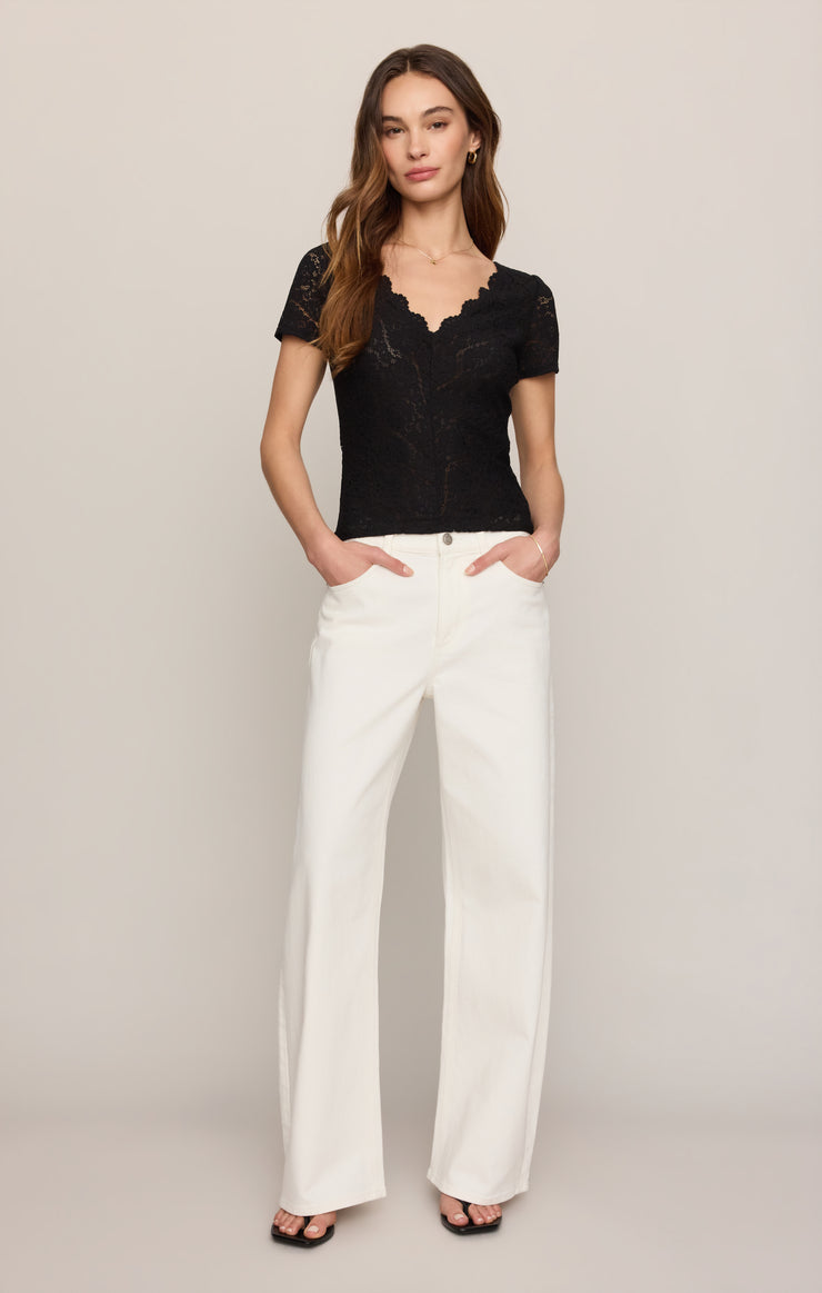 Tops Audrey Lace Short Sleeve Top Black