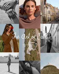  Collage of people and scenes with text 'The Art of Fall' and 'Shop the Collection'.