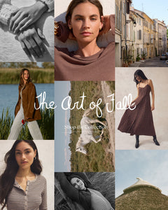  Collage of people in various outfits with the text 'The Art of Fall' and 'Shop the Collection'.