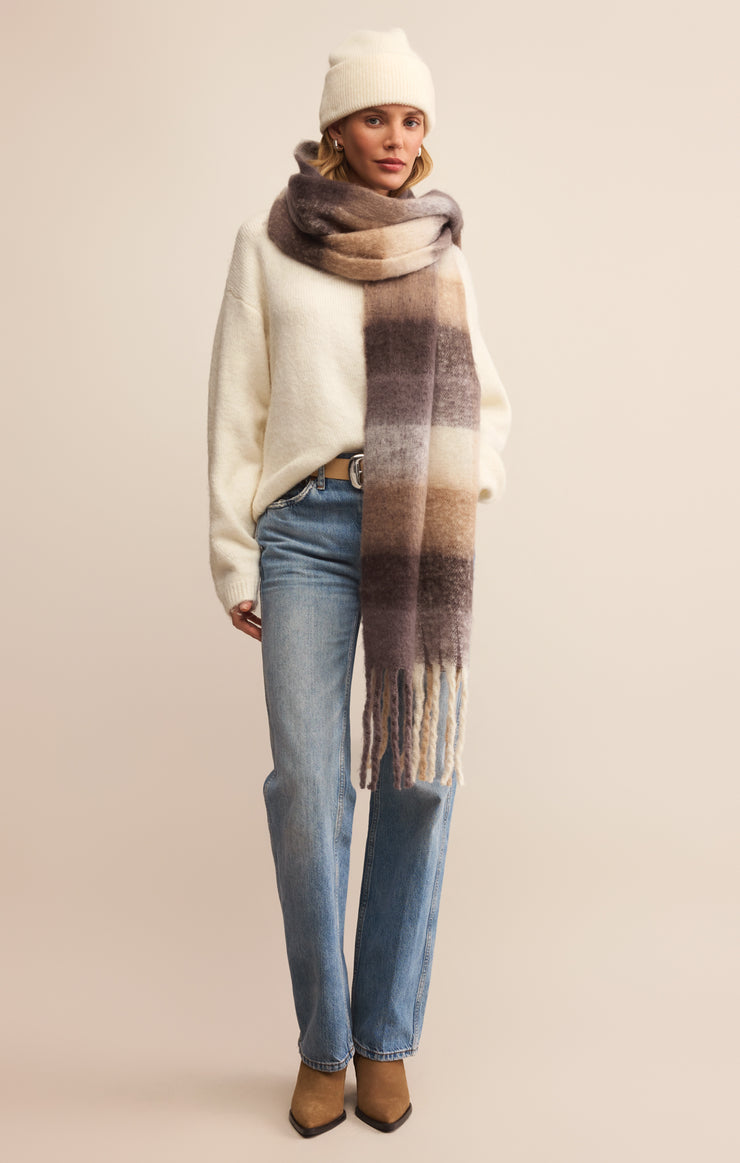 Accessories Plaid I Met You Scarf Warm White