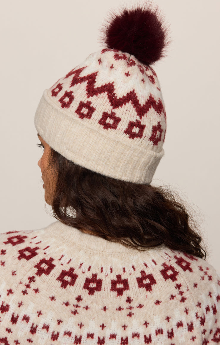 Accessories Caroling Fair Isle Pom Beanie Oatmeal Heather