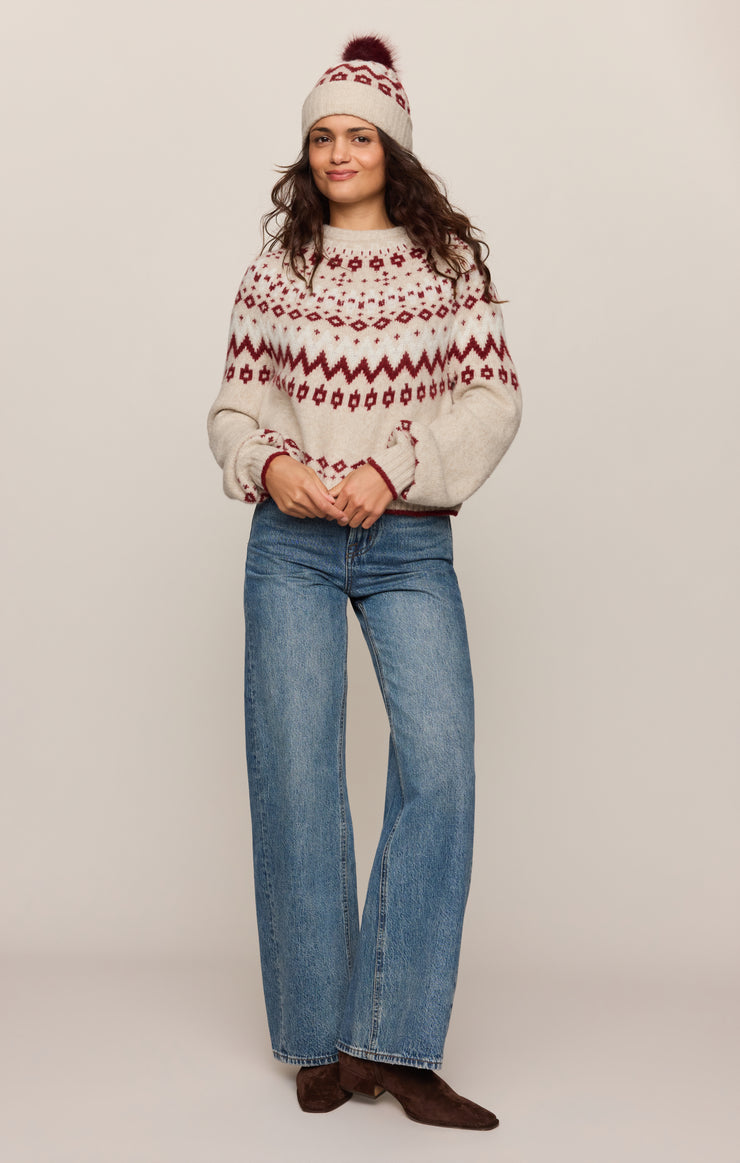 Accessories Caroling Fair Isle Pom Beanie Oatmeal Heather