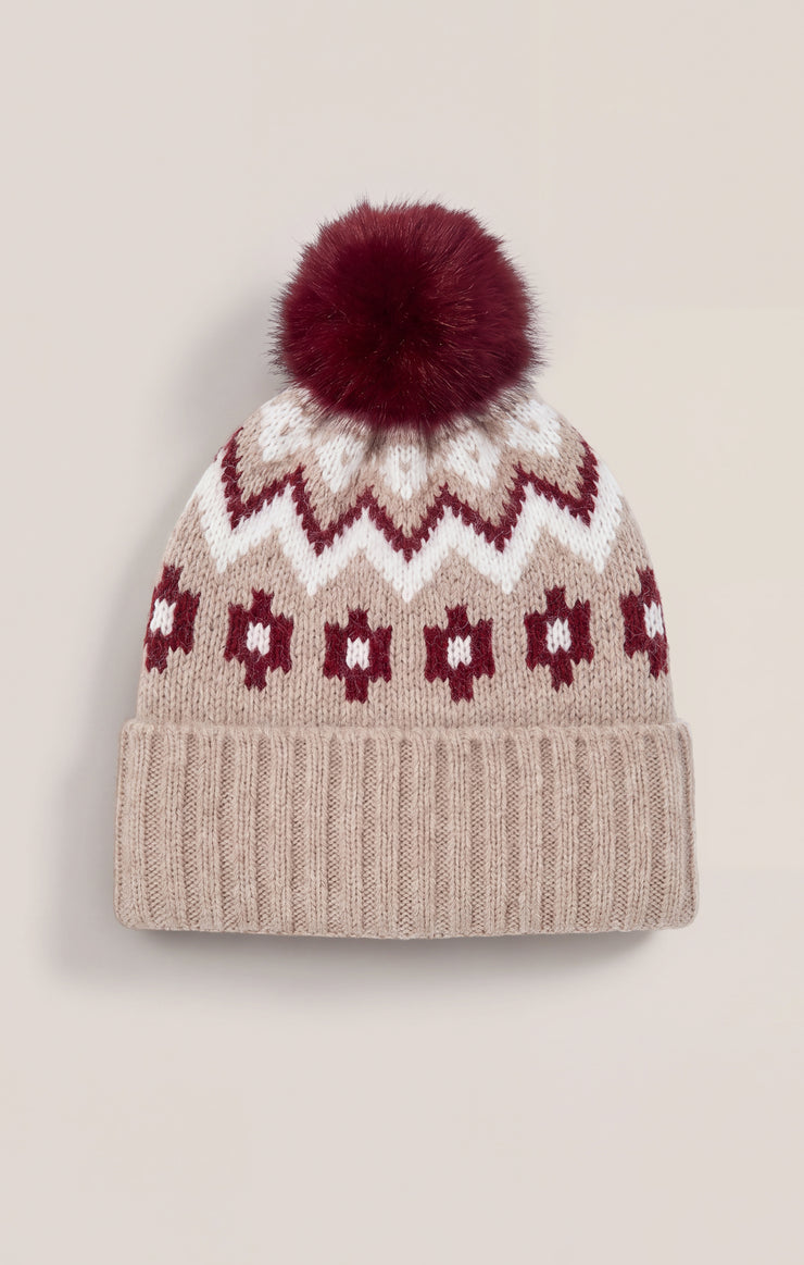 Accessories Caroling Fair Isle Pom Beanie Oatmeal Heather