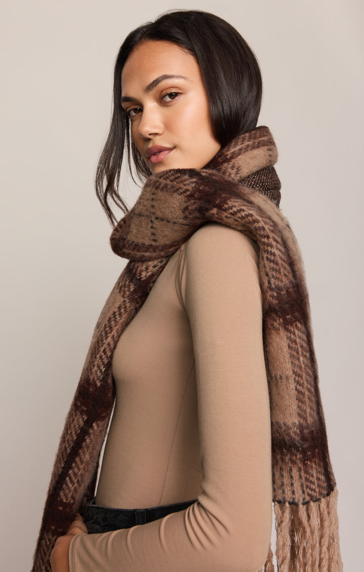 Accessories Frostline Plaid Scarf Toasted Almond