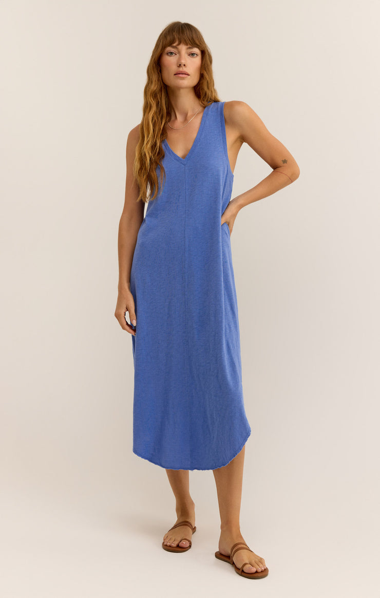 Dresses Reverie Slub Midi Dress Blue Wave