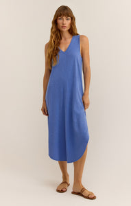 DressesReverie Slub Midi Dress Blue Wave