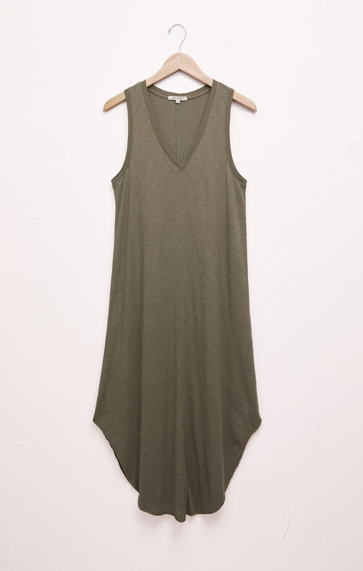 Dresses Reverie Slub Midi Dress Evergreen