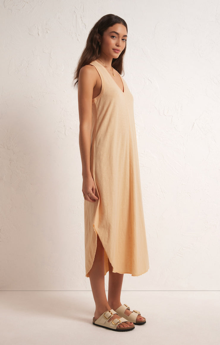 Dresses Reverie Slub Midi Dress Orange Cream