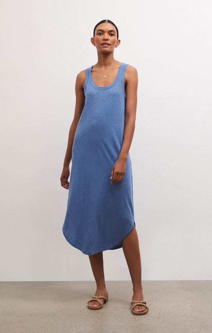 Dresses Easy Going Cotton Slub Midi Dress Federal Blue
