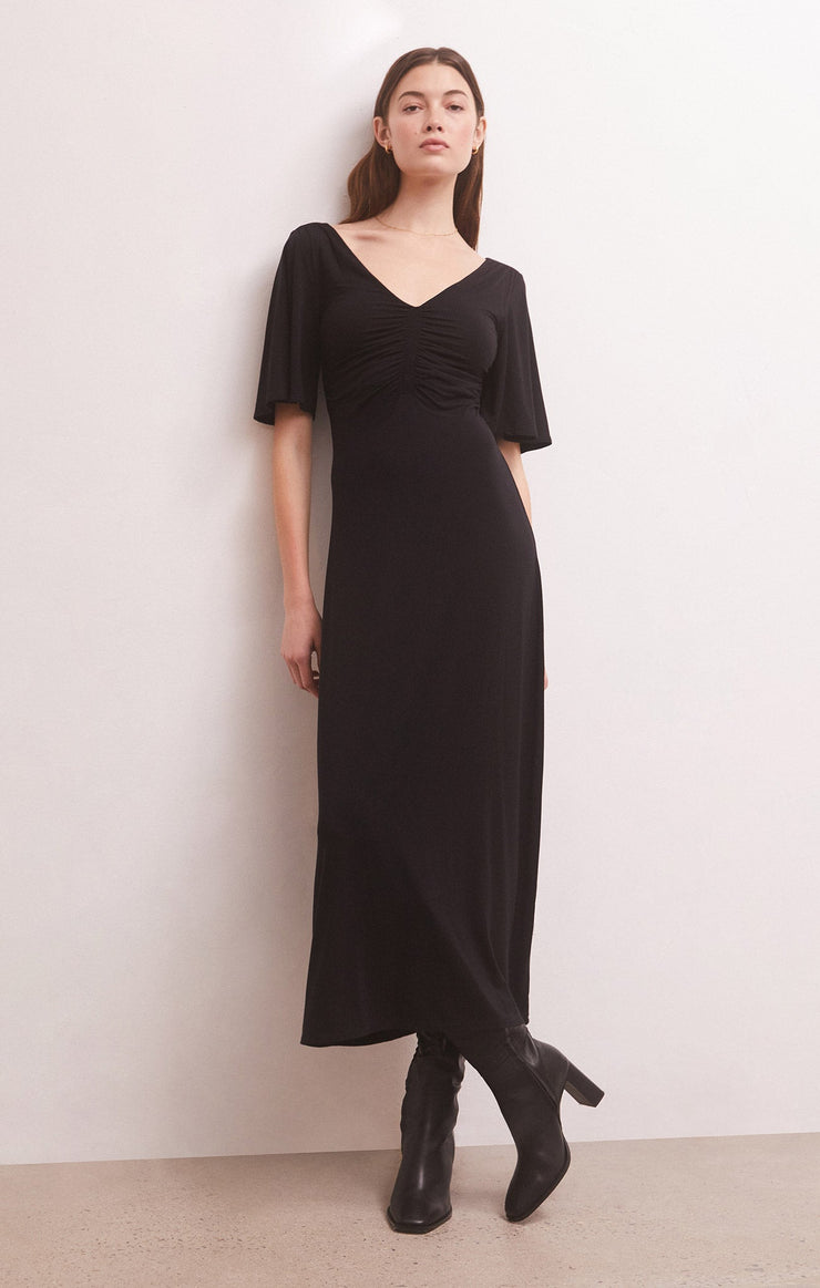 Dresses Kara Flutter Sleeve Midi Dress Black