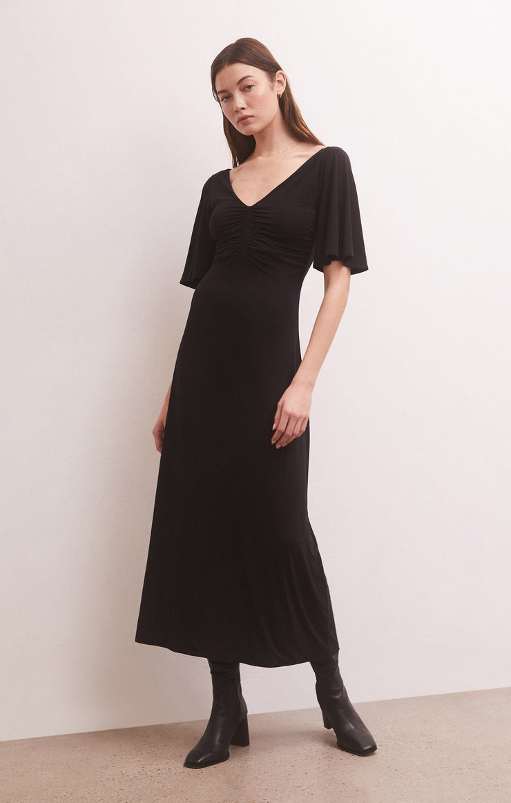 Dresses Kara Flutter Sleeve Midi Dress Black