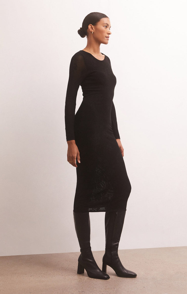 Dresses Liza Sweater Mesh Midi Dress Black