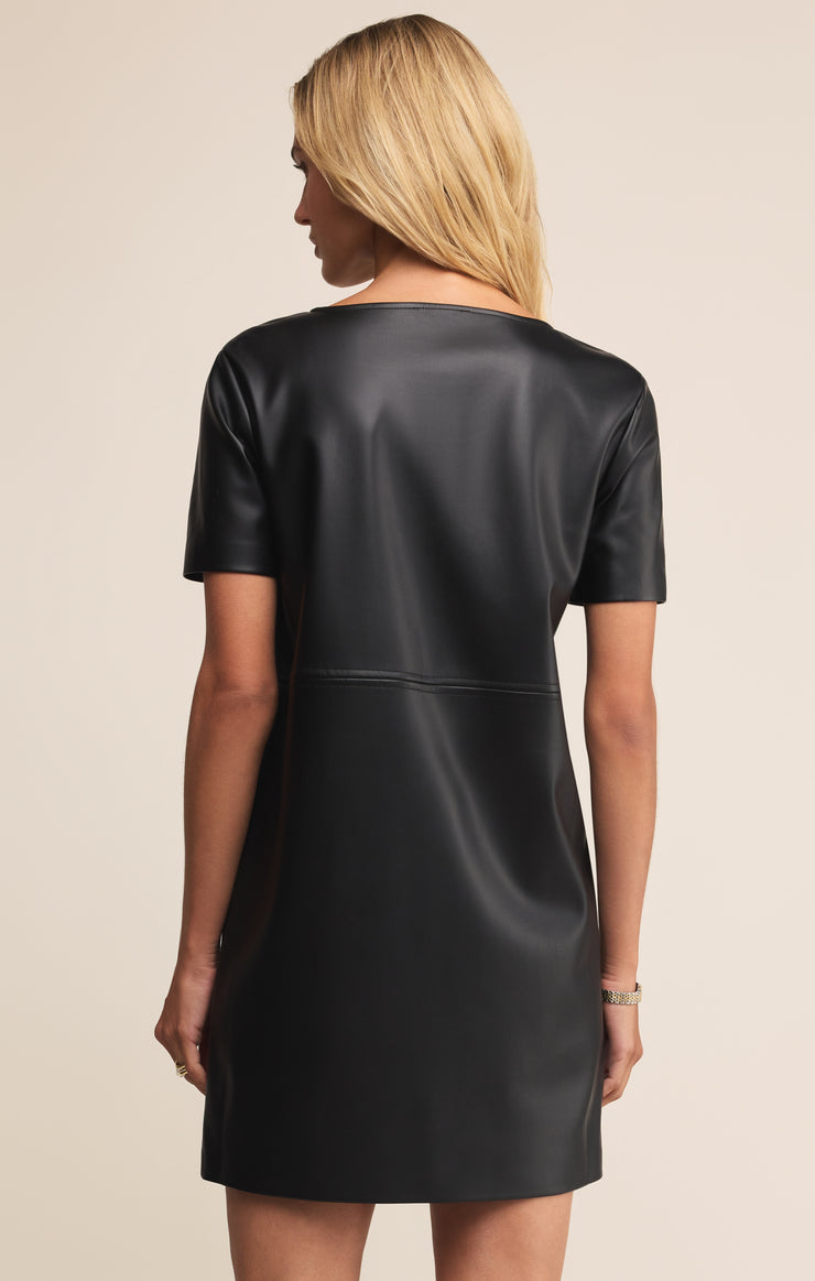Dresses London Faux Leather Mini Dress Black