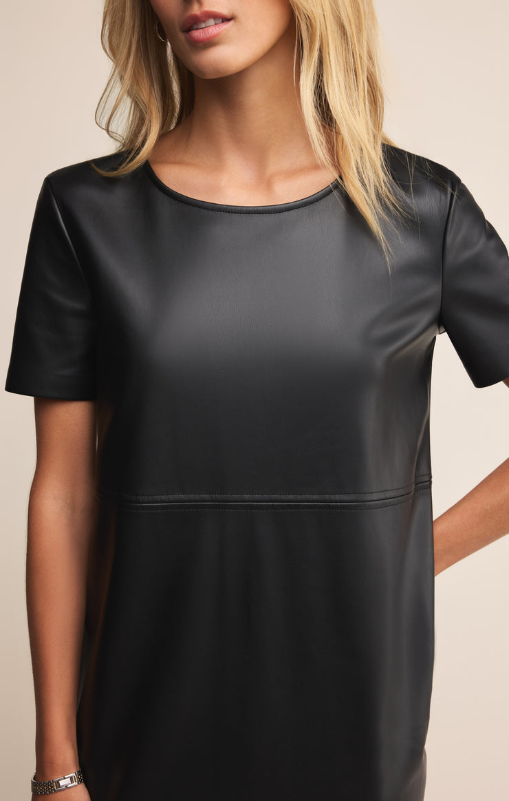 Dresses London Faux Leather Mini Dress Black