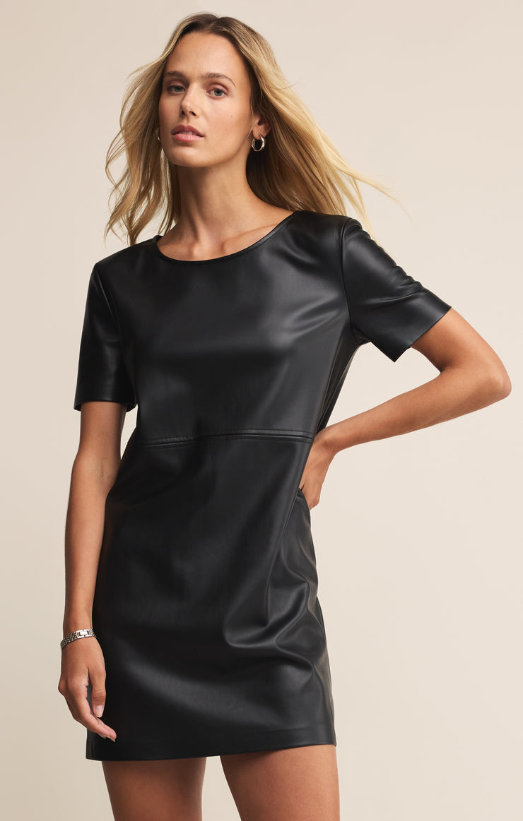 Dresses London Faux Leather Mini Dress Black