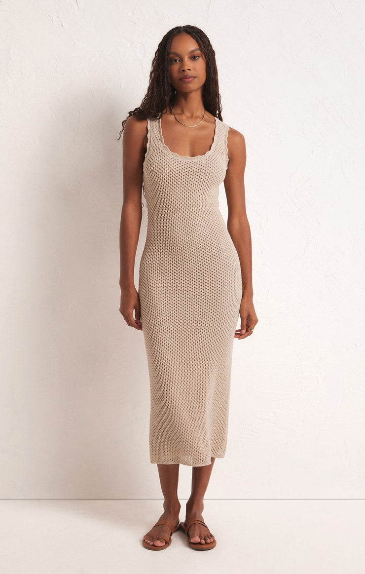Ribbed Long Slipdress In Peach