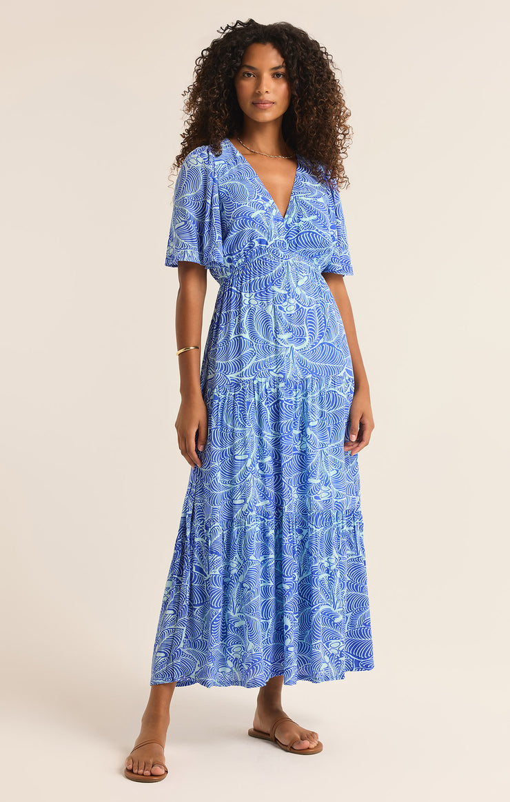 Dresses Kat Arta Floral Maxi Dress Blue Wave